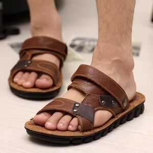 Men's Casual Brown Leather Sandals